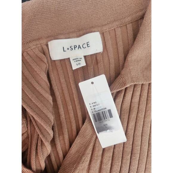 Defect New LSPACE Lena Cutout Collared Midi Dress Size L Camel 9D407 #2 - Picture 7 of 16
